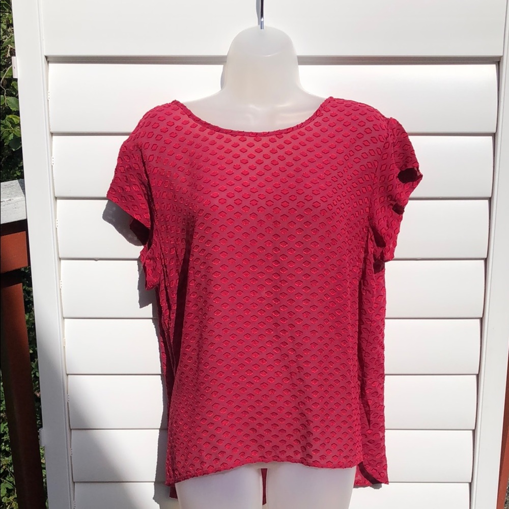Tianello Ruby Textured Short Sleeve Top